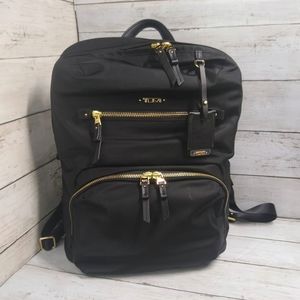 Tumi HILDEN Voyageur Lg Multipocket Black&Gold Nylon Backpack Laptop Case Purse